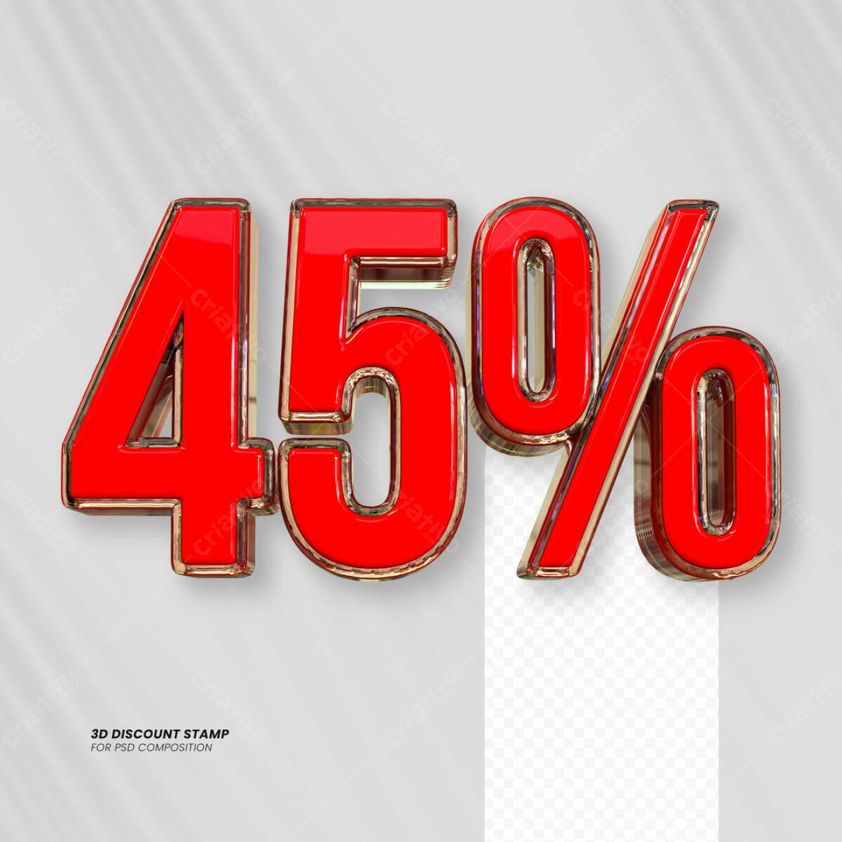 Carimbo 3D Desconto 45% PSD Editável