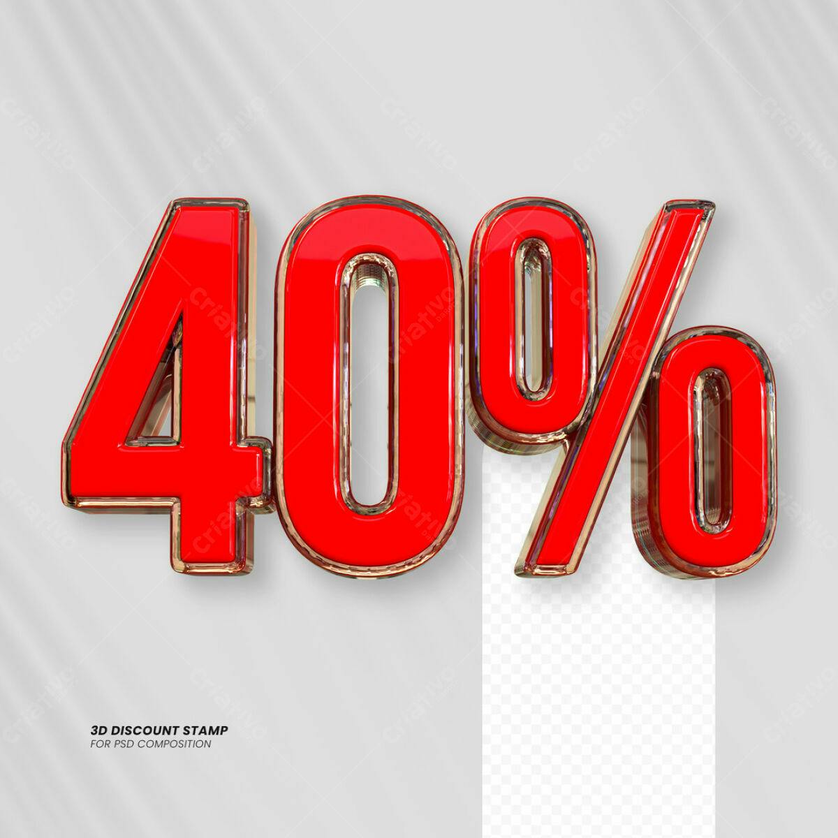 Carimbo 3D 40% Desconto PSD Editável