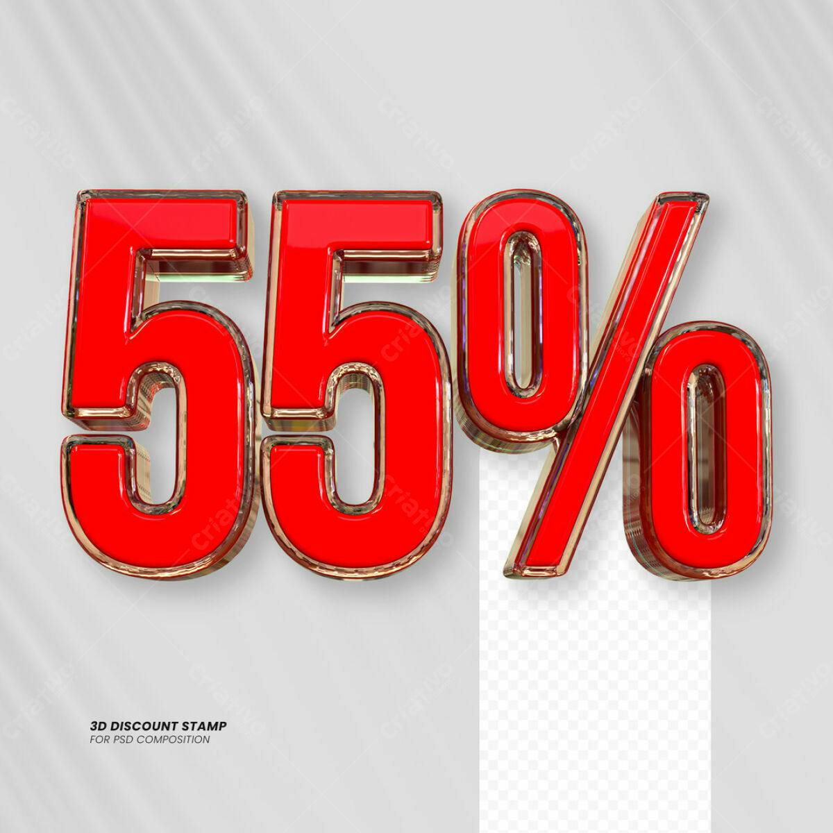 Selo 3D 55% Desconto PSD Editável