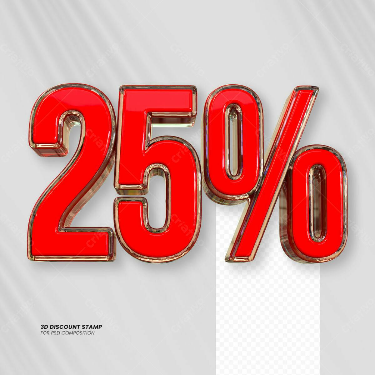 Selo 3D 25% Desconto PSD Editável