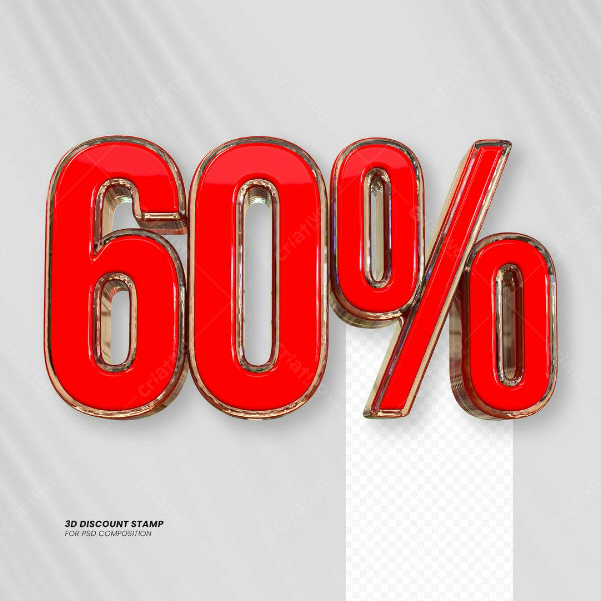 Selo 3D Desconto 60% PSD Editável