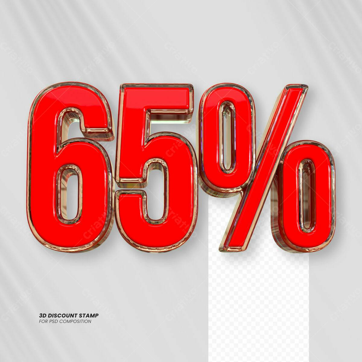 Carimbo 3D 65% Desconto PSD Editável