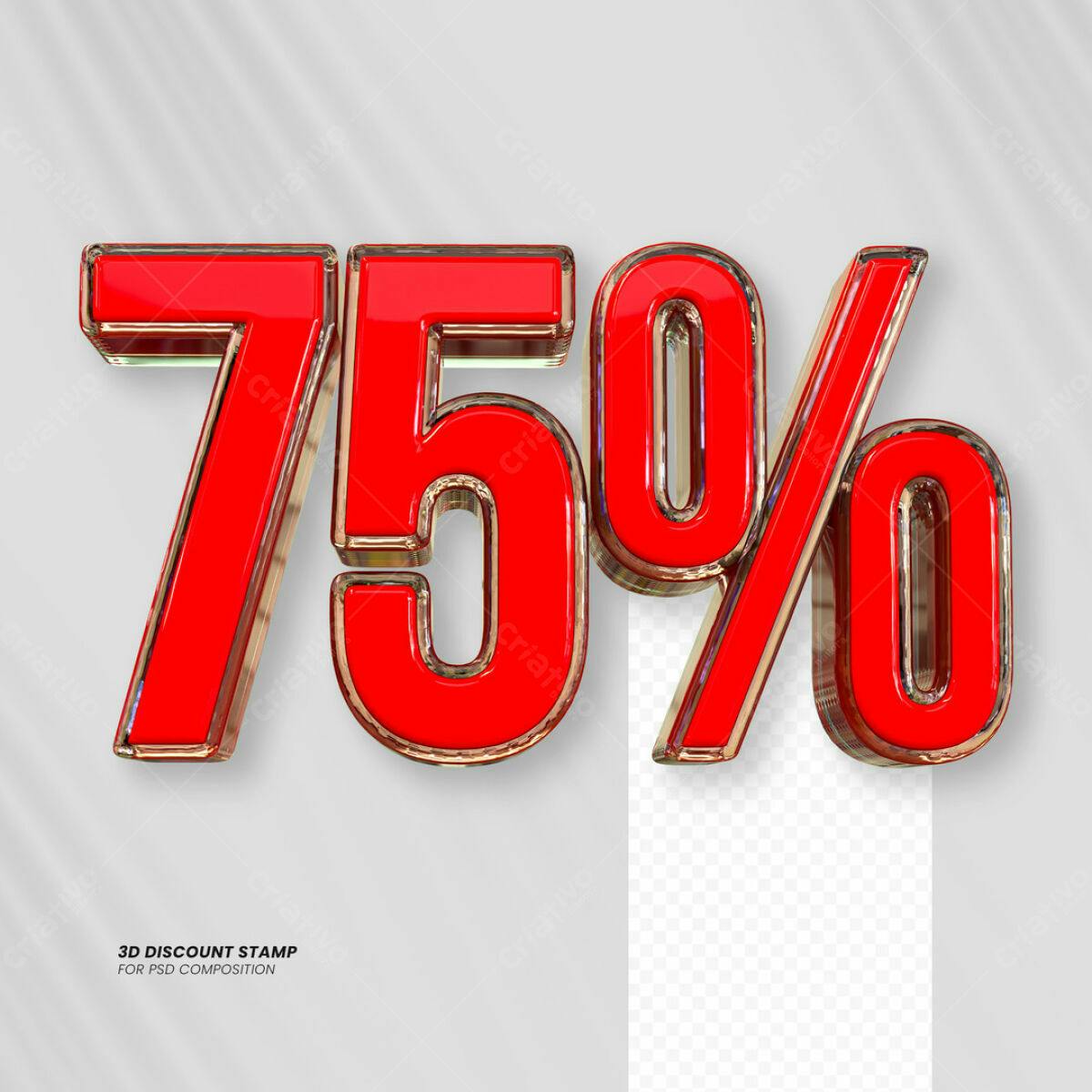 Carimbo 3D 75% Desconto PSD Editável