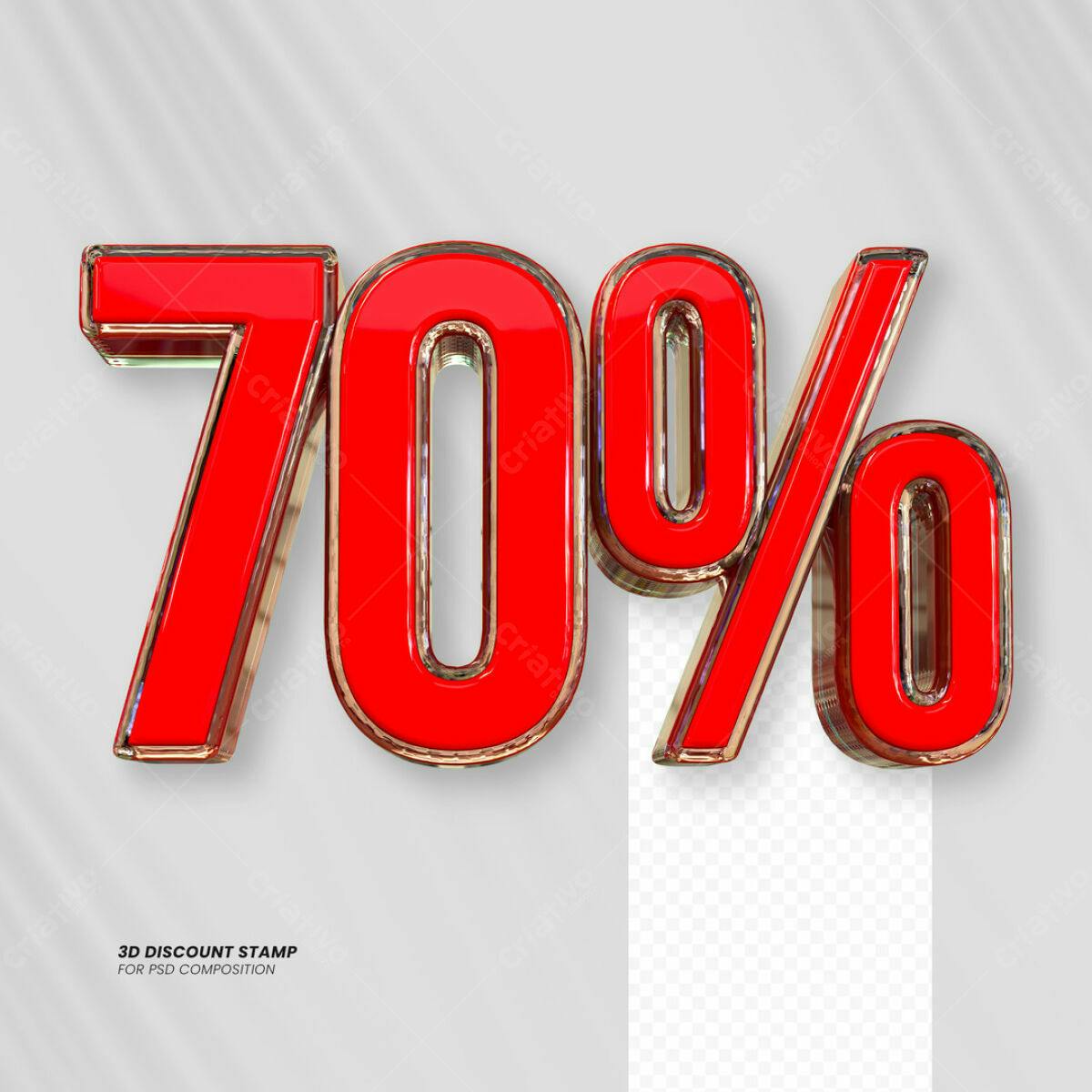 Selo 3D 70% Desconto PSD Editável