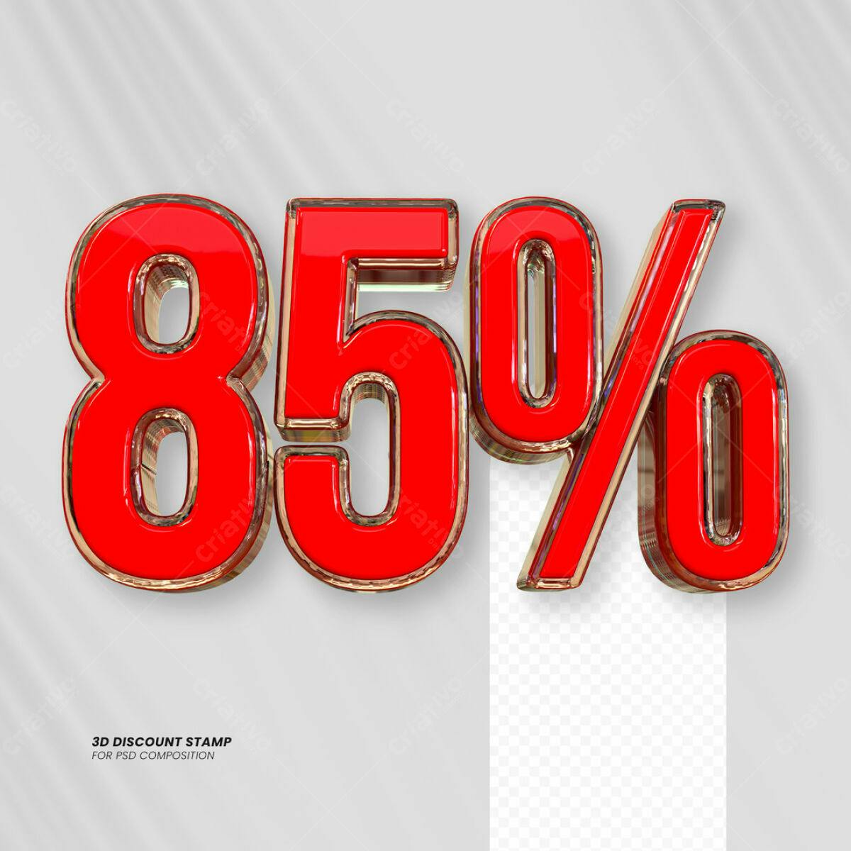 Carimbo 3D 85% Desconto PSD Editável