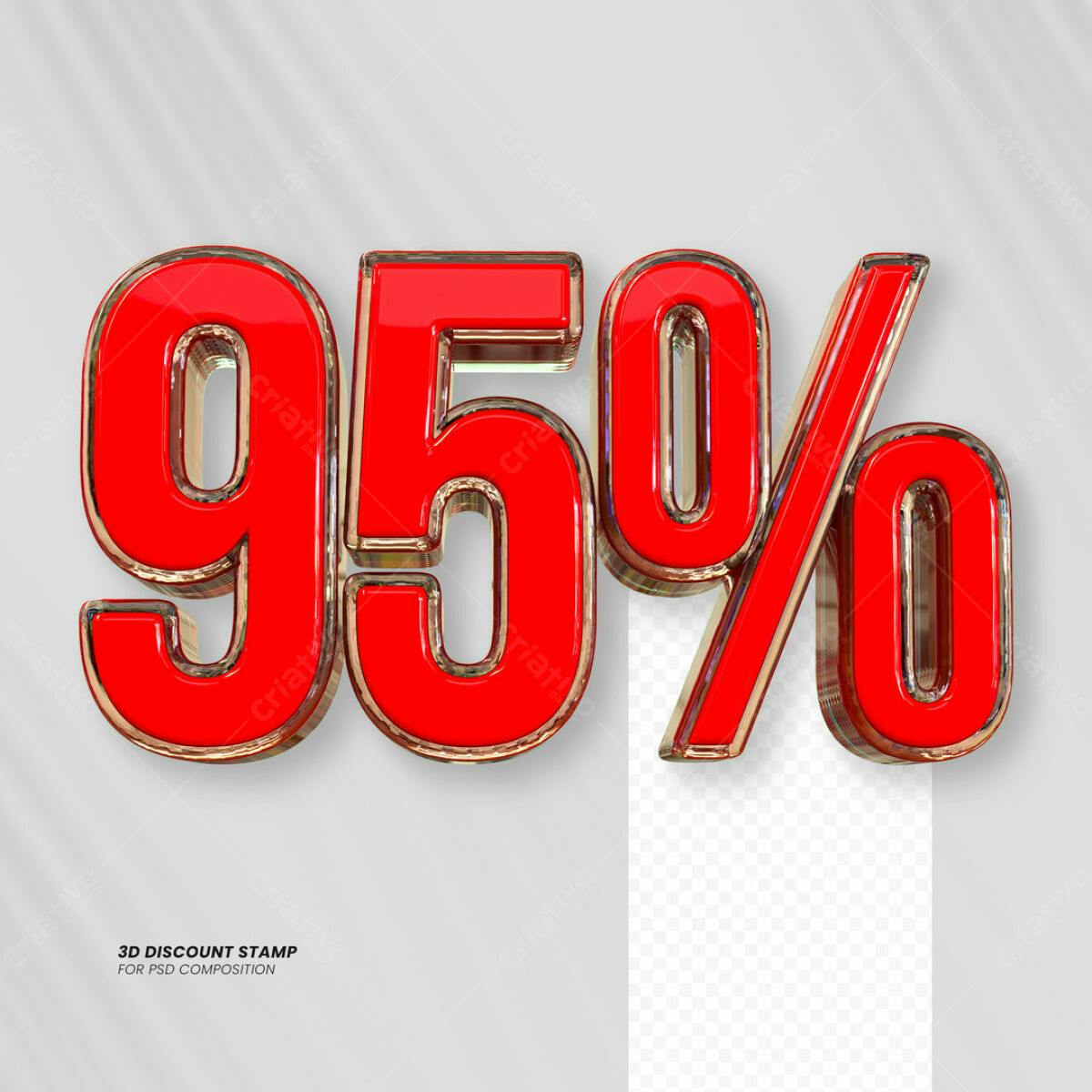 Carimbo 3D 95% Desconto PSD Editável