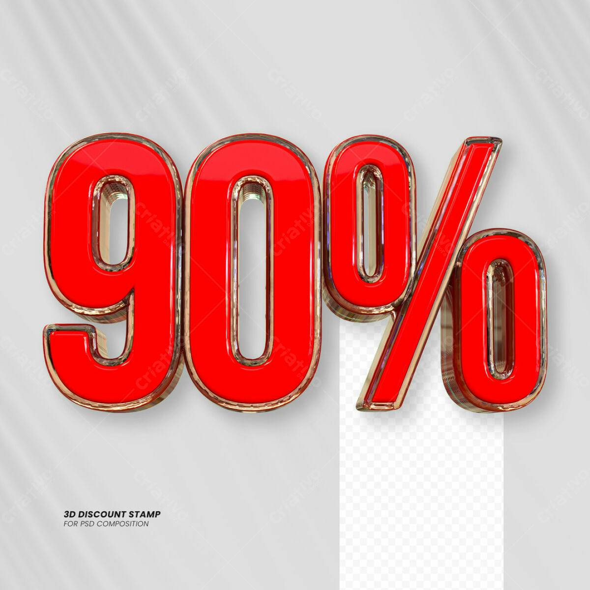 Carimbo 3D 90% Desconto PSD Editável