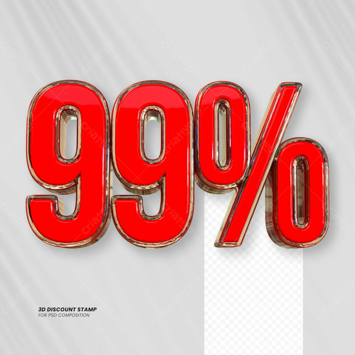 Carimbo 3D 99% Desconto PSD Editável