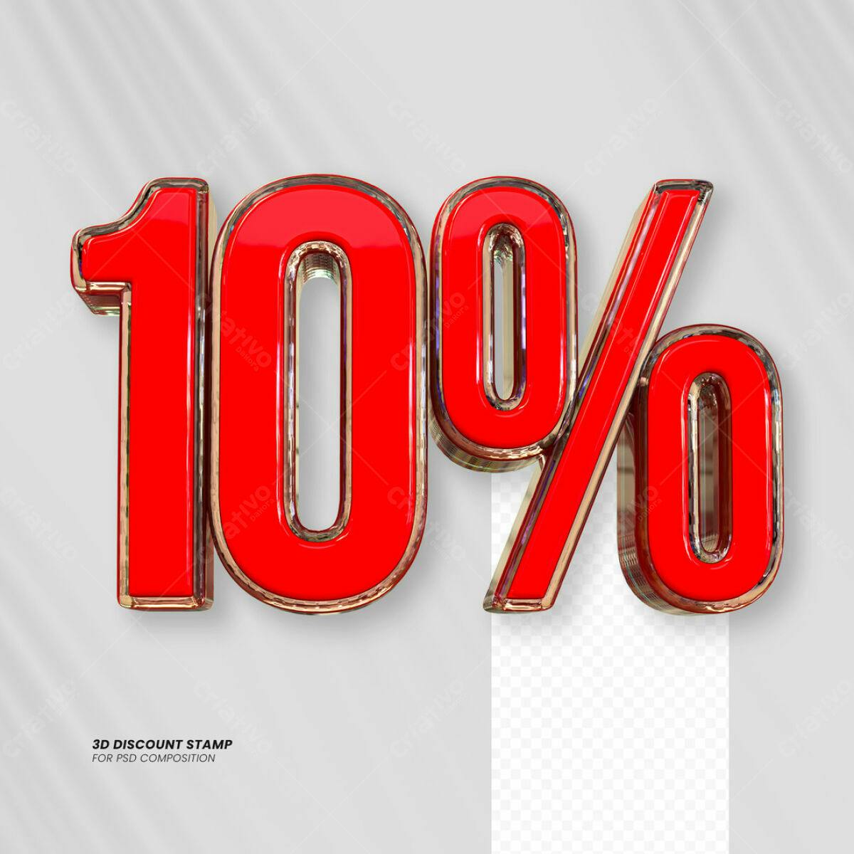 Carimbo 3D de Desconto 10% PSD Editável