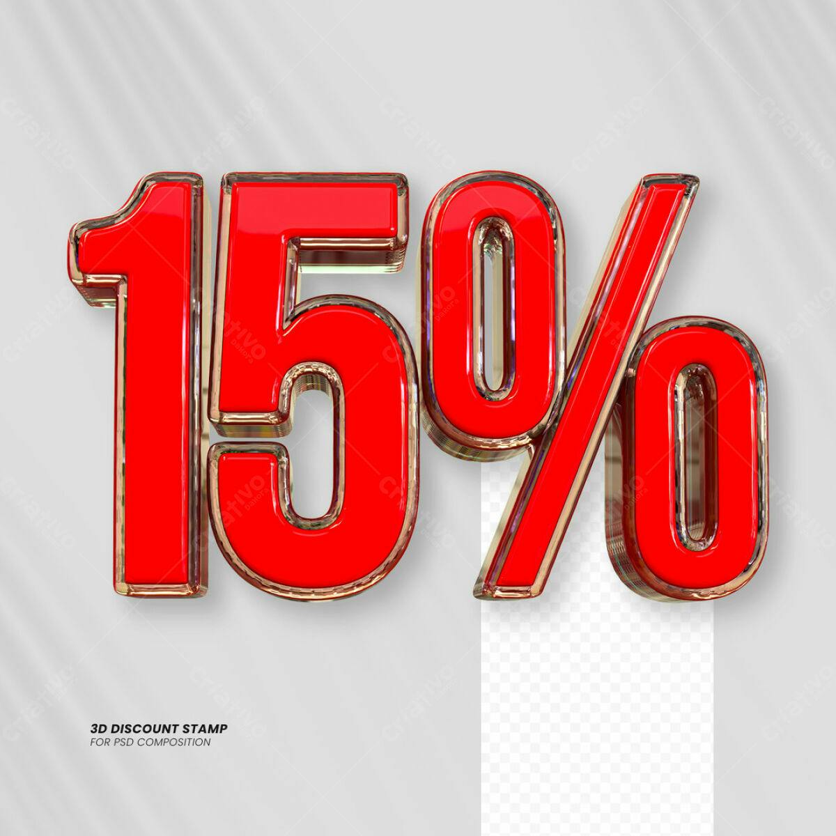 Carimbo 3D 15% Desconto PSD Editável