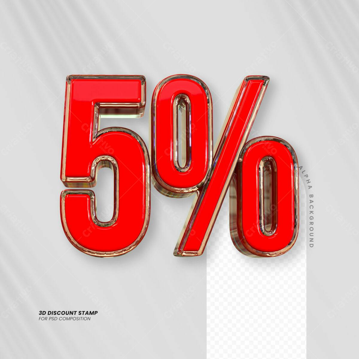 Carimbo 3D 5% de Desconto PSD Editável
