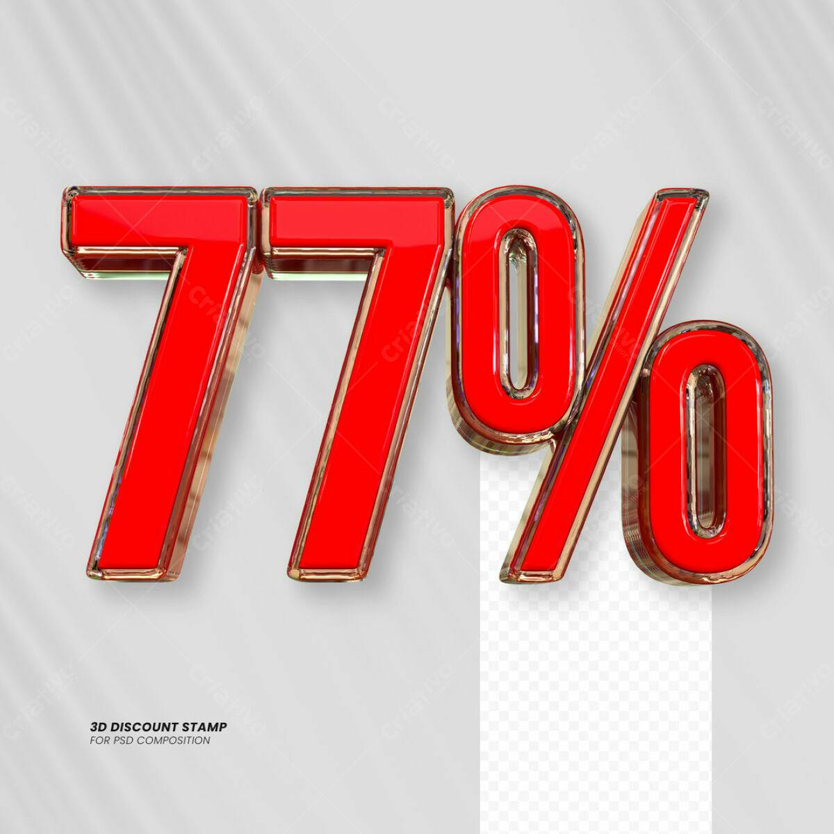 Carimbo 3D 77% de Desconto PSD Editável