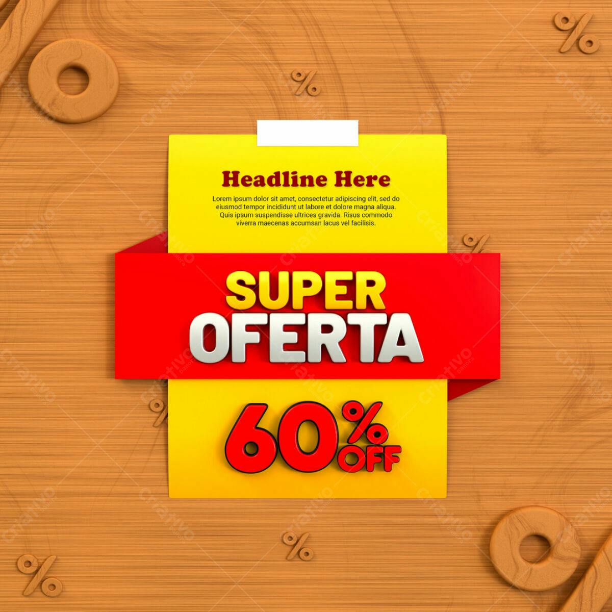 Flyer para Super Oferta 60% OFF PSD Editável