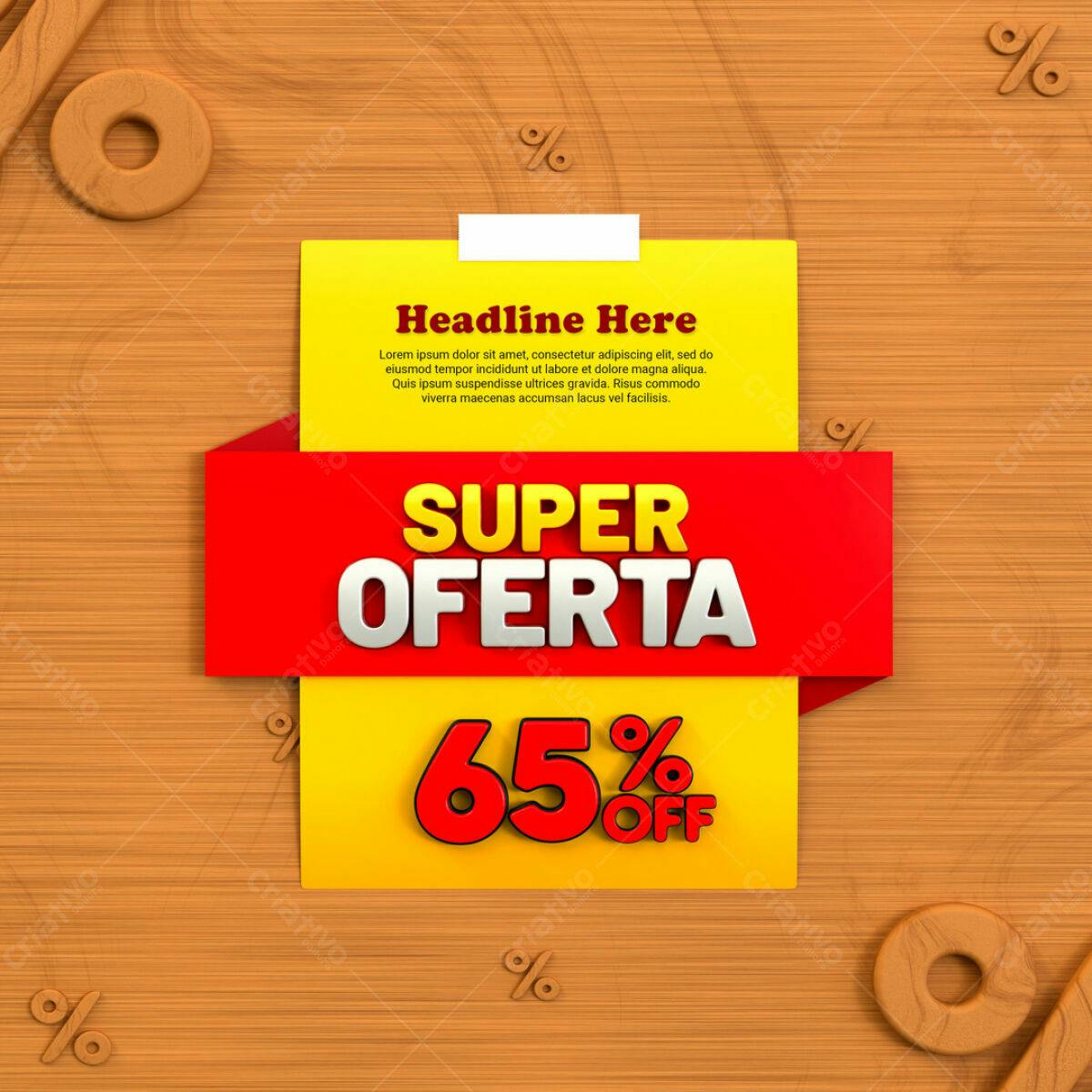 Flyer para Super Oferta 65% OFF PSD Editável
