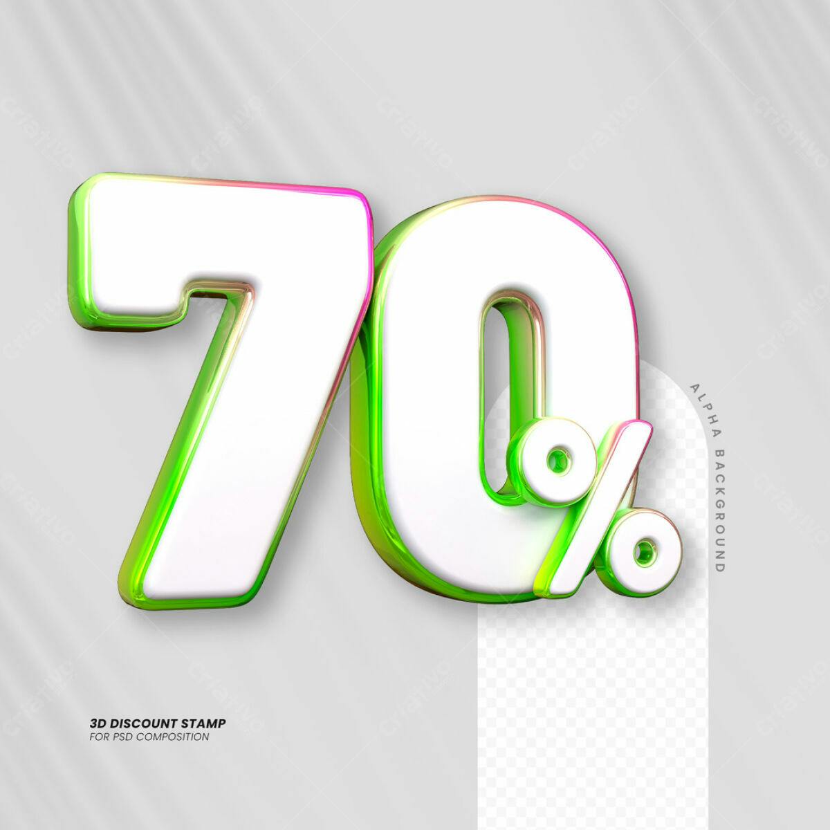 Carimbo 3D 70% Desconto PSD Editável