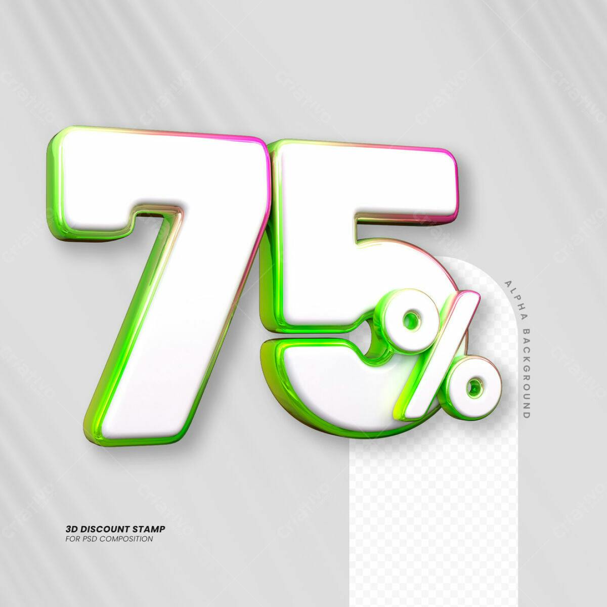 Carimbo 3D 75% Desconto PSD Editável
