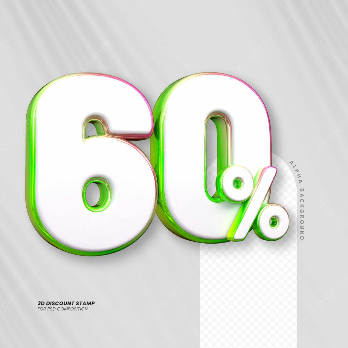 Carimbo 3D 60% Desconto PSD Editável