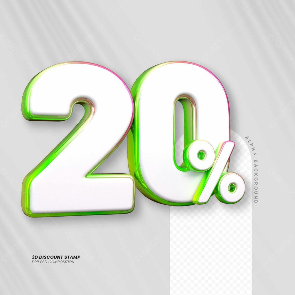 Carimbo 3D 20% Desconto PSD Editável