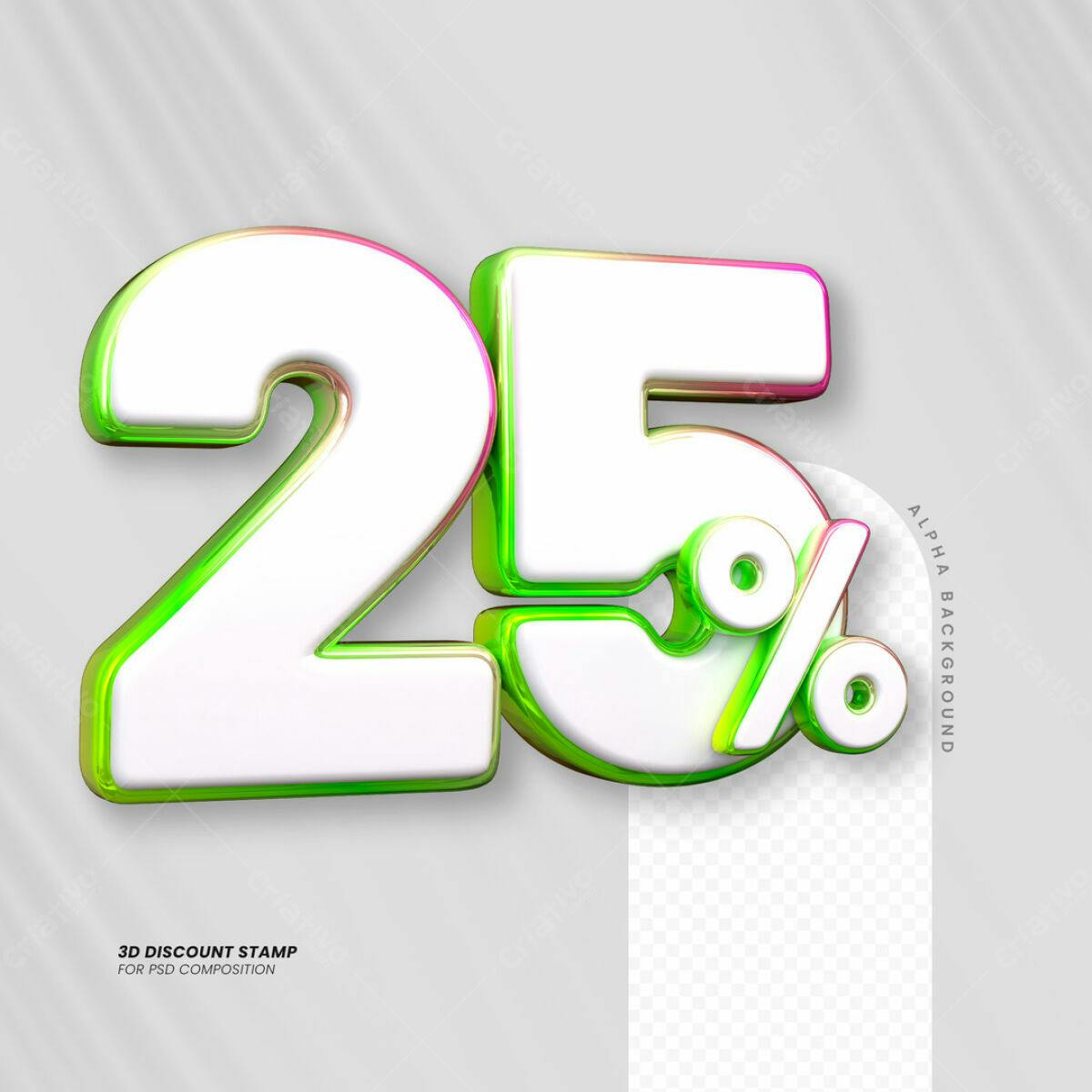 Carimbo 3D de Desconto 25% PSD Editável