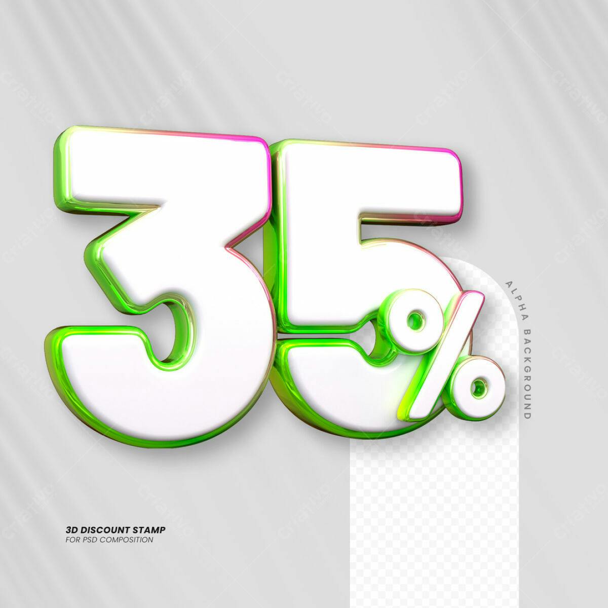 Carimbo 3D Desconto 35% PSD Editável