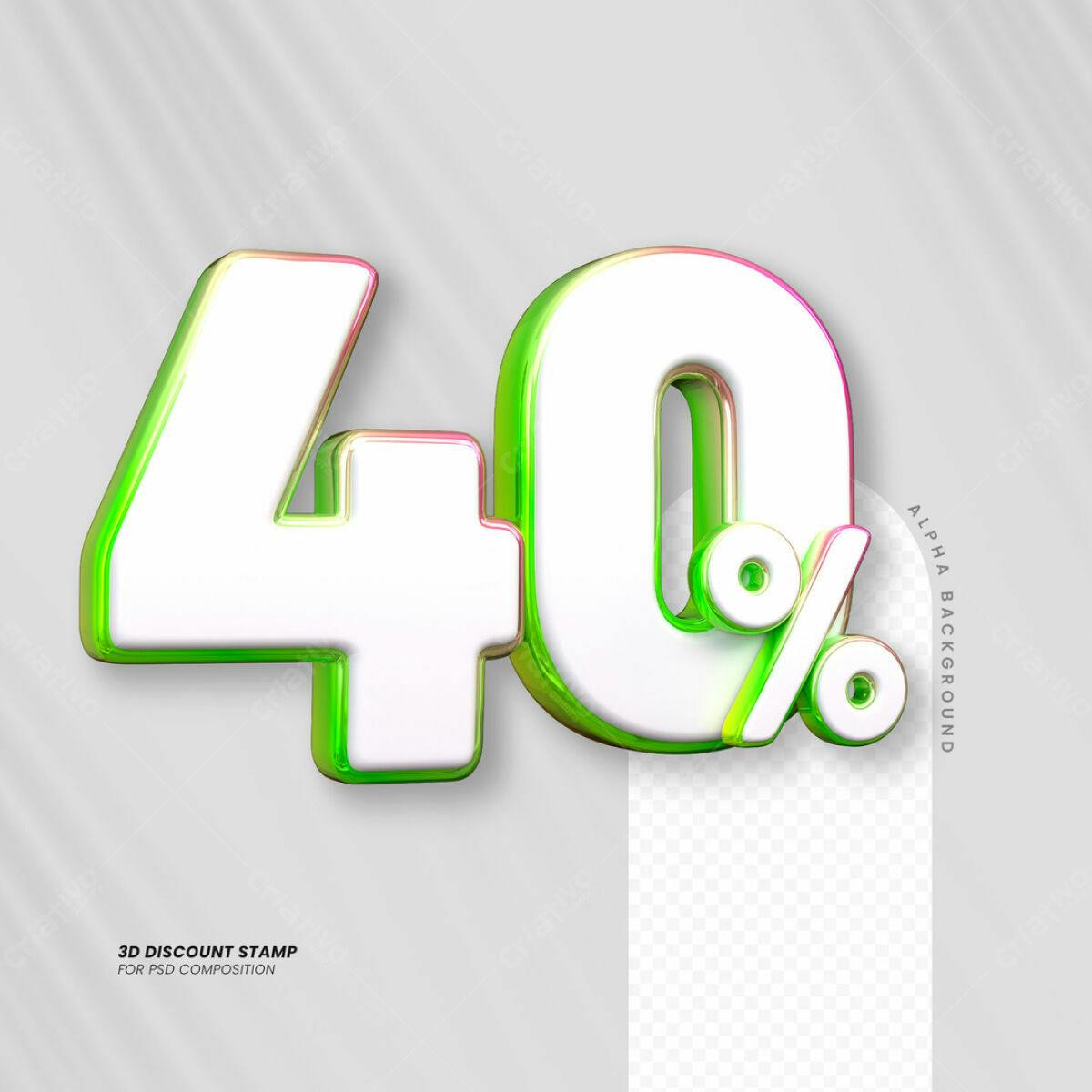 Carimbo 3D 40% Desconto PSD Editável