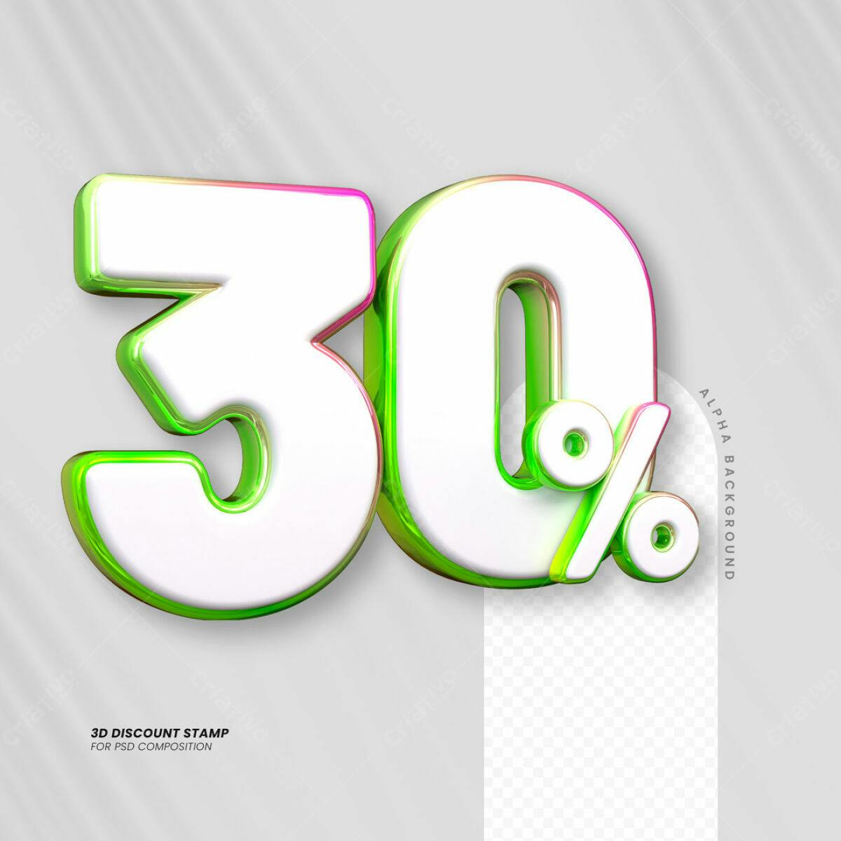 Carimbo 3D de Desconto 30% PSD Editável