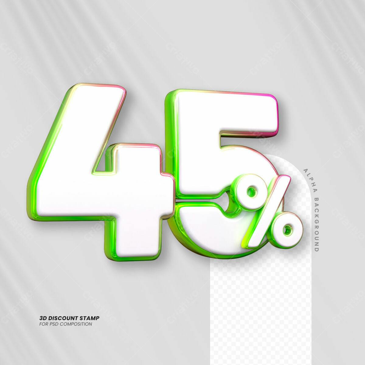 Selo 3D 45% Desconto PSD Editável