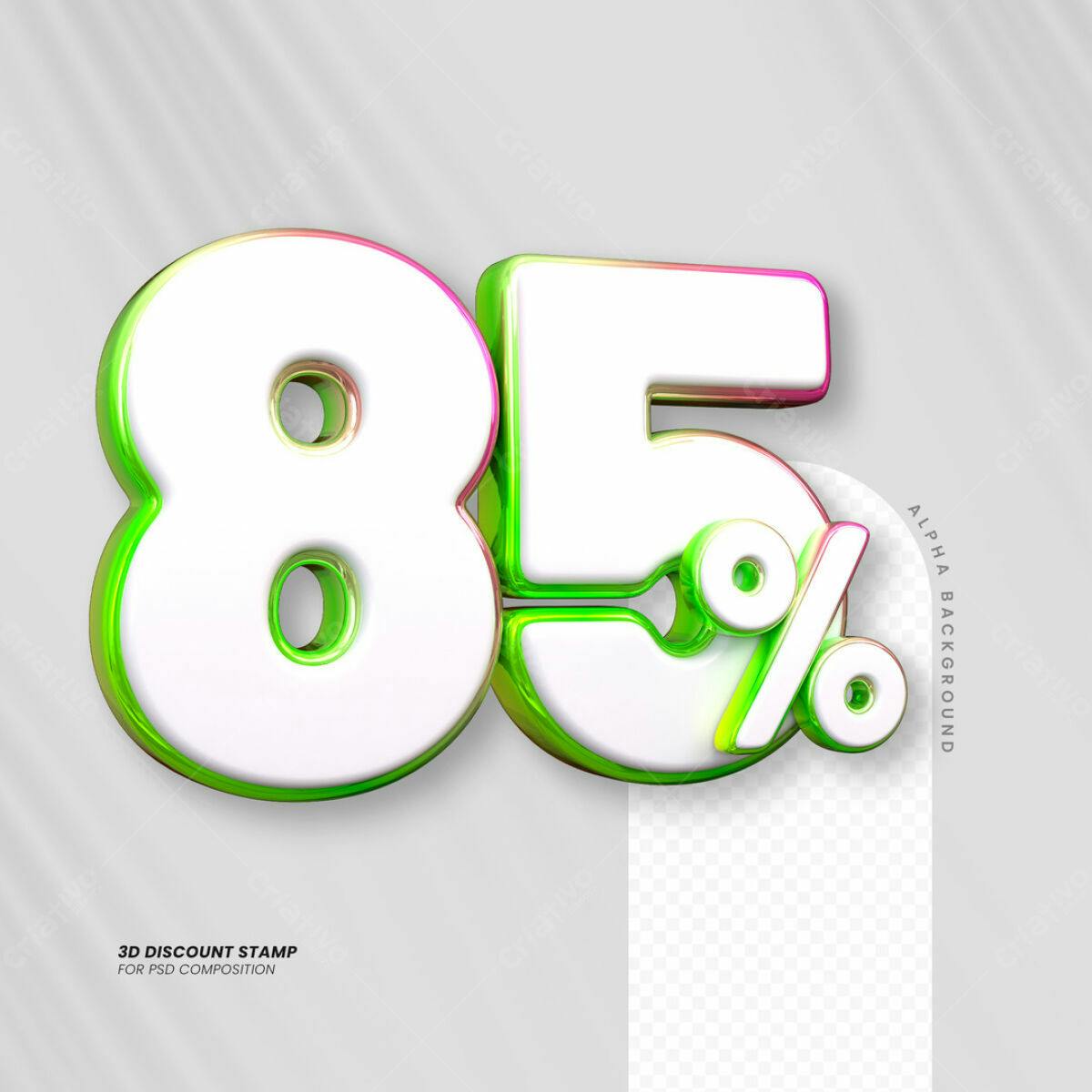 Carimbo 3D 85% Desconto PSD Editável