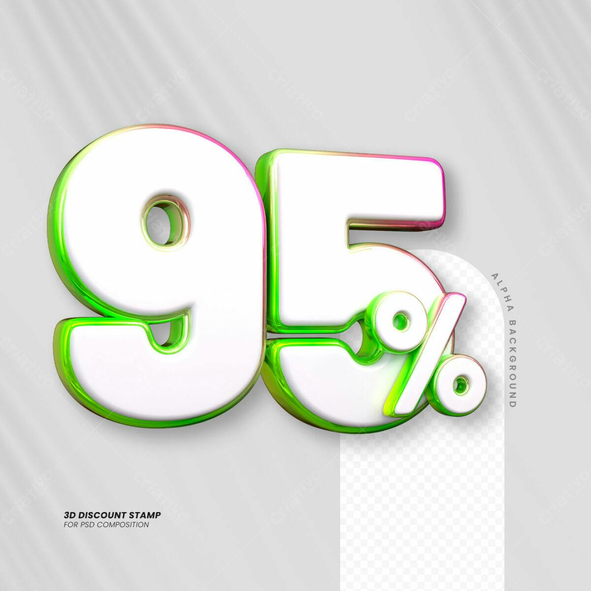 Carimbo 3D 95% Desconto PSD Editável