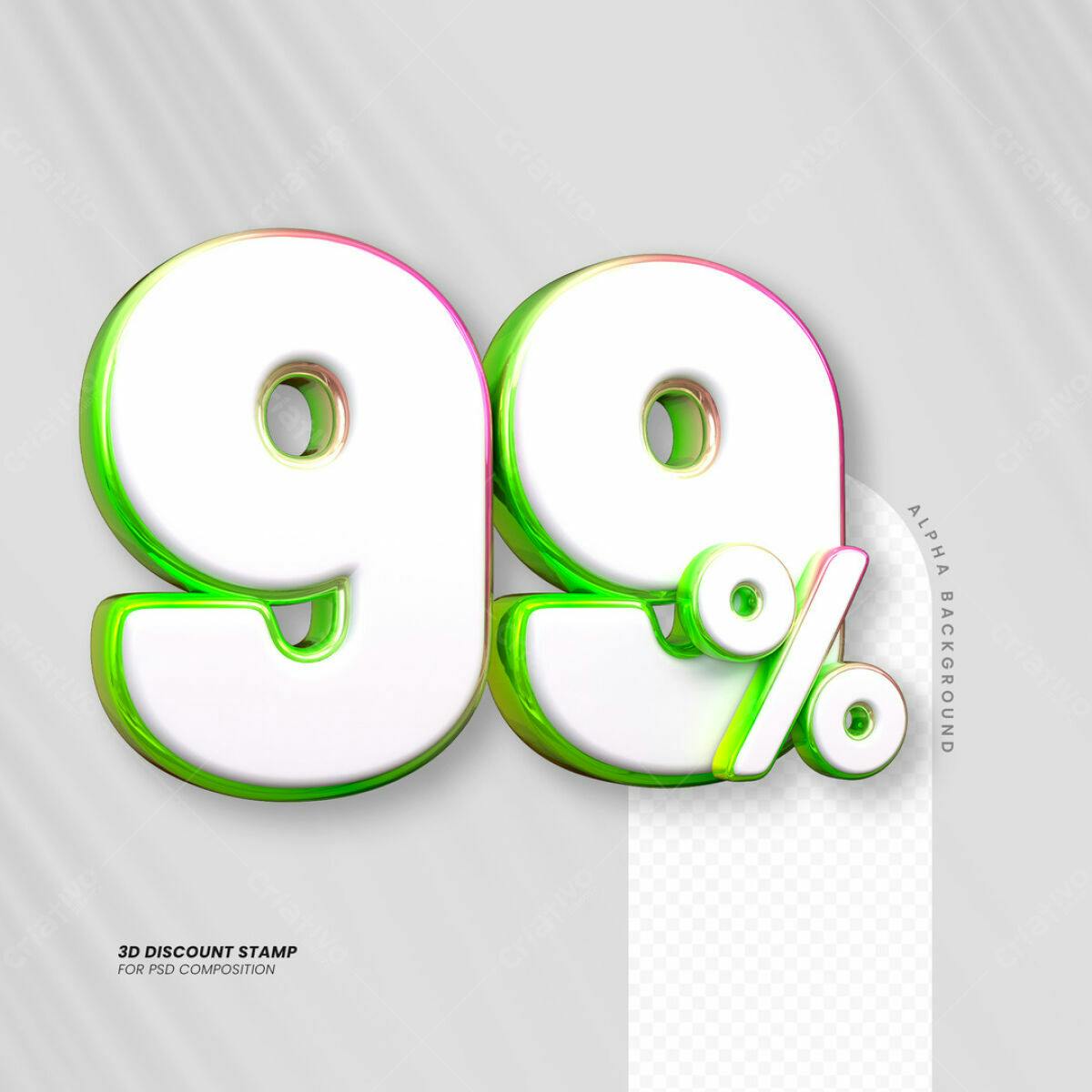 Carimbo 3D 99% Desconto PSD Editável