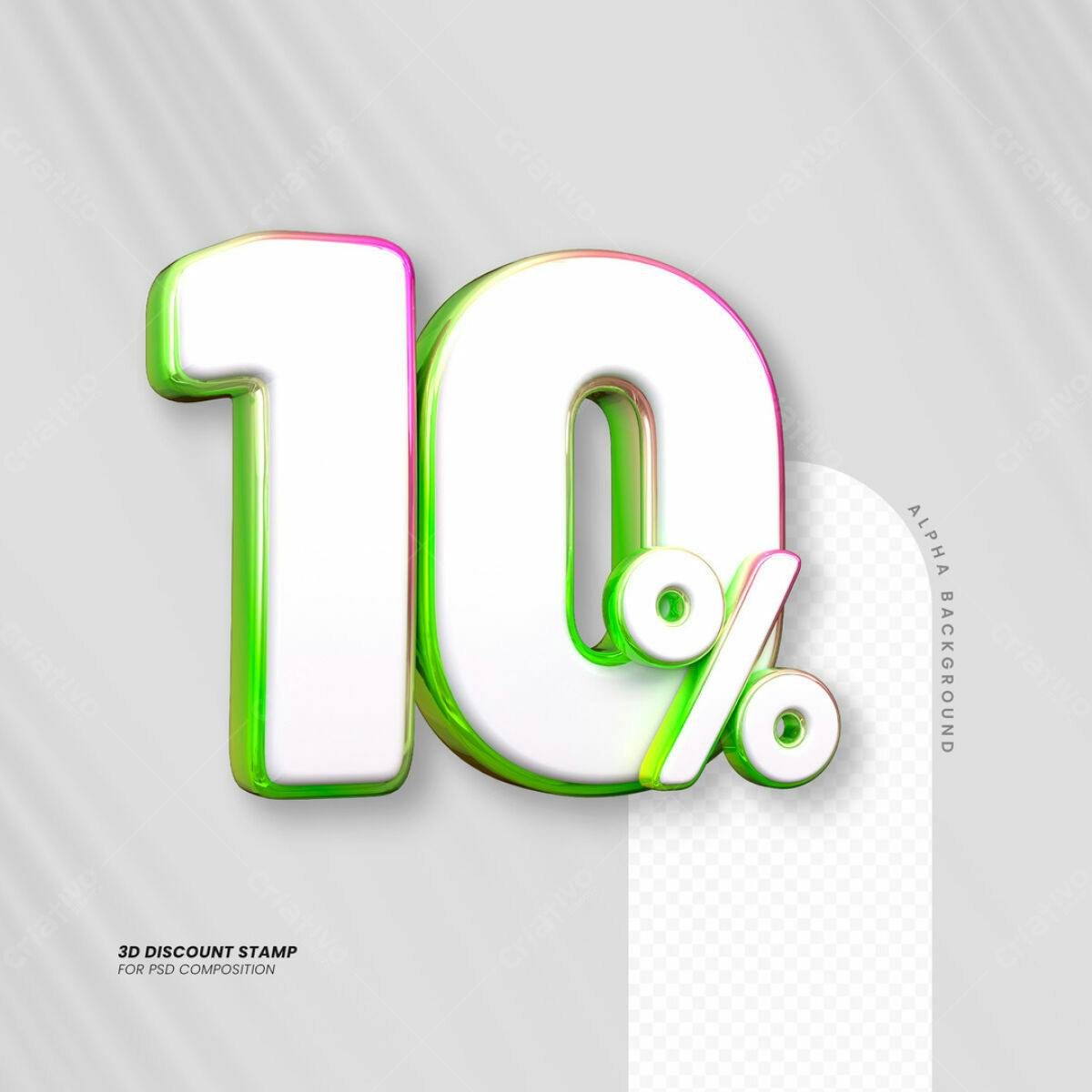 Carimbo 3D 10% Desconto PSD Editável