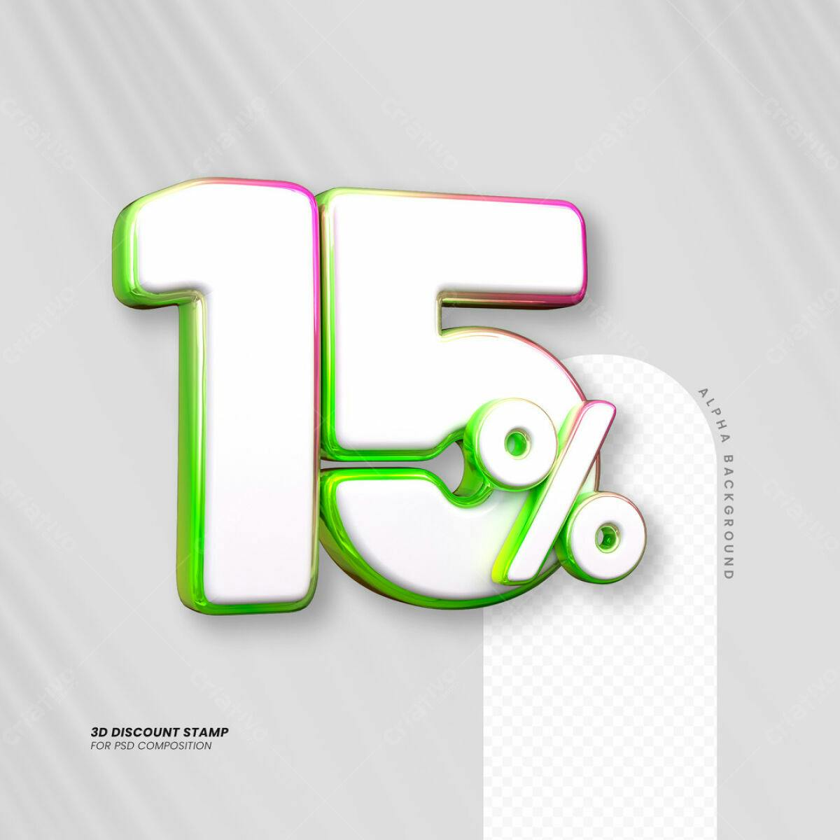 Carimbo 3D 15% Desconto PSD Editável