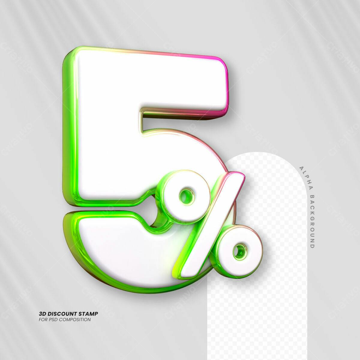 Carimbo 3D 5% de Desconto PSD Editável