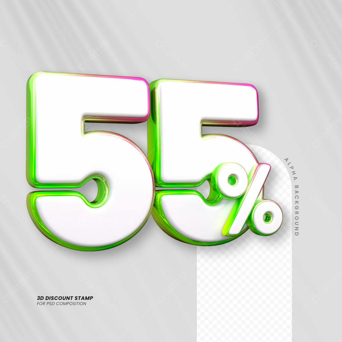 Carimbo 3D 55% Desconto PSD Editável