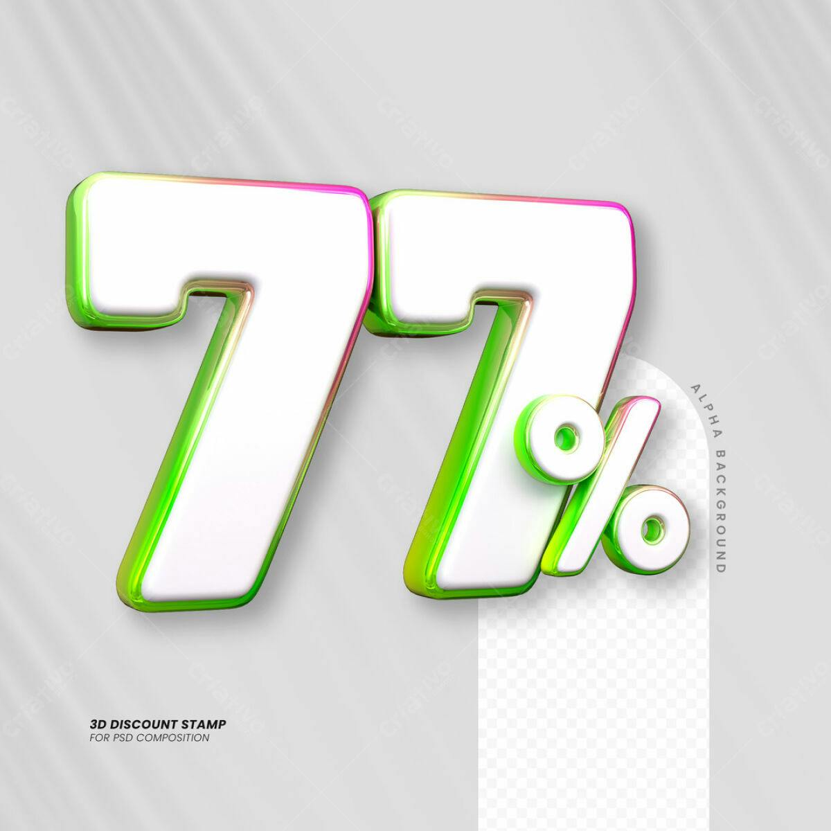 Carimbo 3D de Desconto 77% PSD Editável