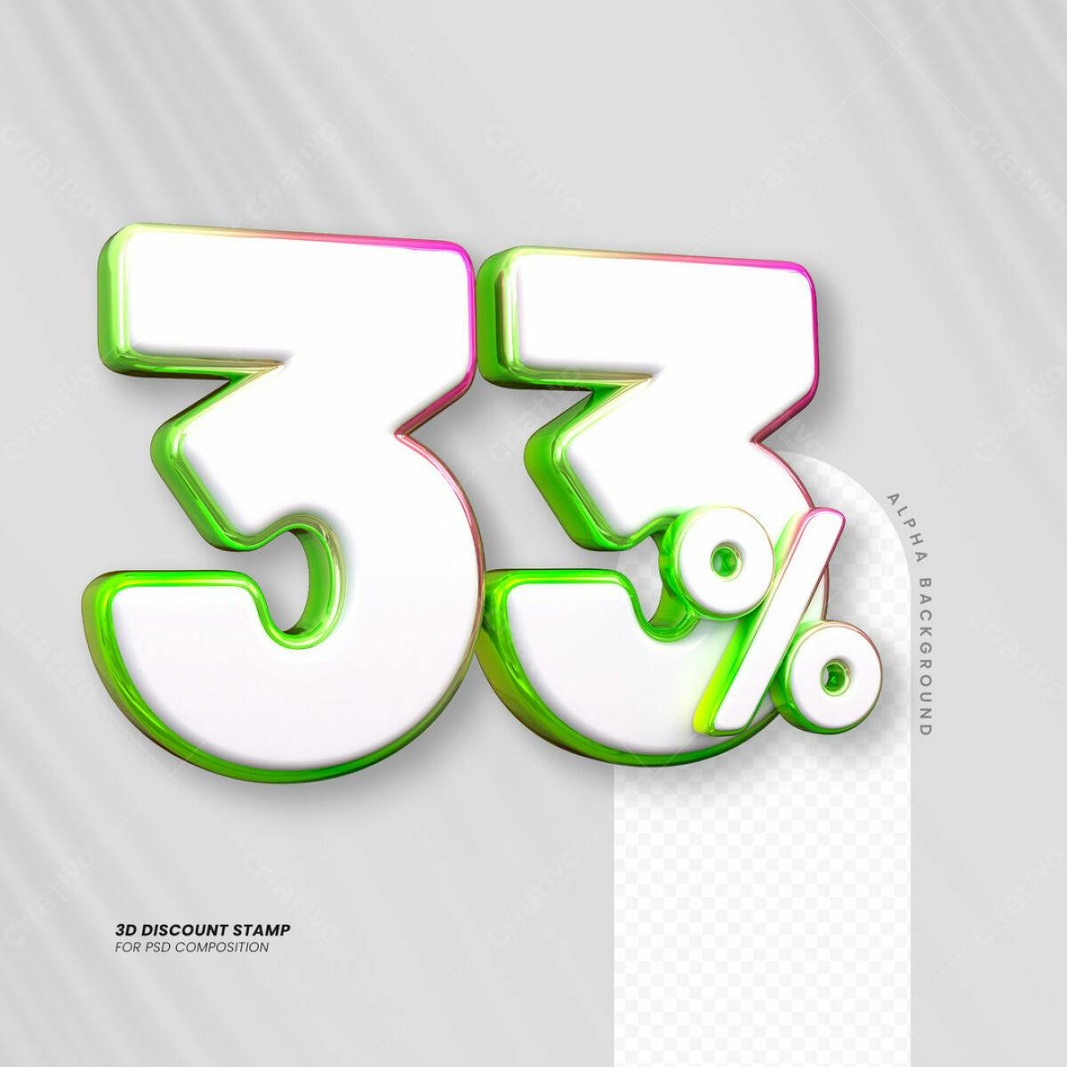 Selo 3D de Desconto 33% PSD Editável