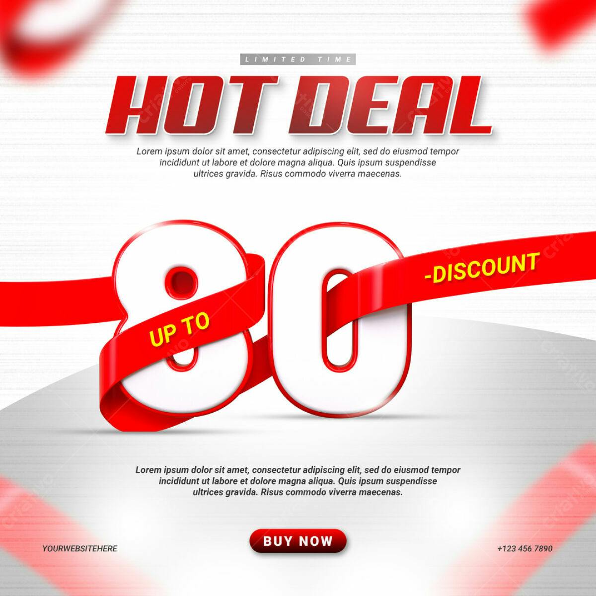 Banner Hot Deal 80% Desconto PSD Editável