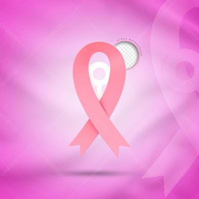 3D Rendering Symbol Of Breast Cancer Awareness Shine Breast Cancer Pink Realistic Ribbon 3D