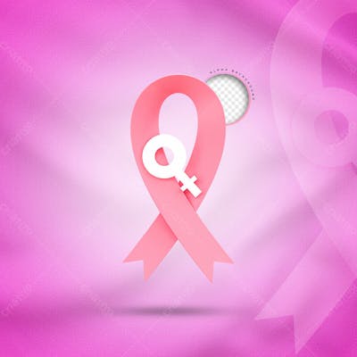 3D Rendering Symbol Of Breast Cancer Awareness Shine Breast Cancer Pink Realistic Ribbon 3D