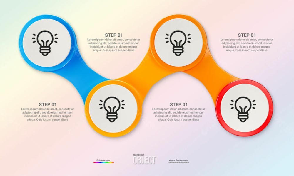 Modern Infographic Template For Business With Multi Steps Multicolor Labels 3D Rendering