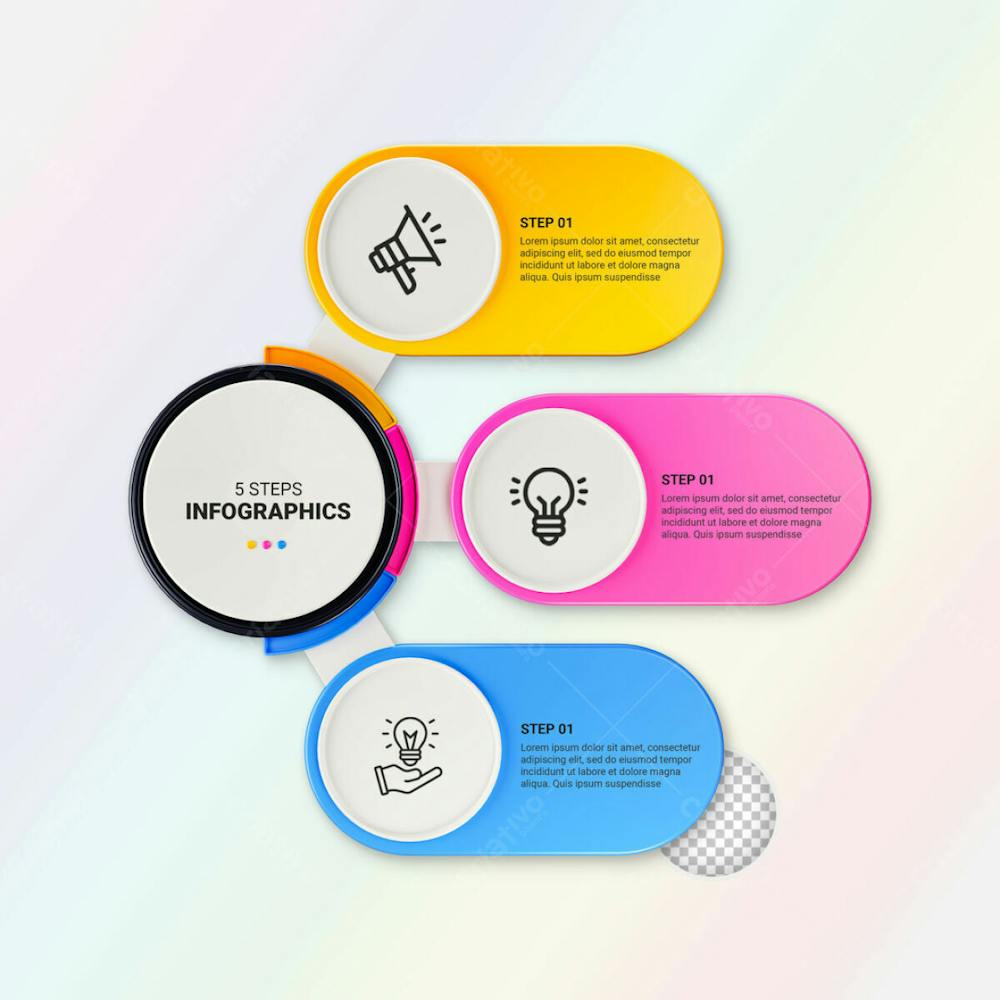 Modern Infographic Template For Business With Multi Steps Multicolor Labels 3D Rendering