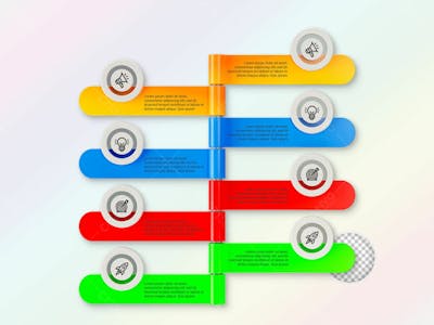Modern Infographic Template For Business With Multi Steps Multicolor Labels 3D Rendering