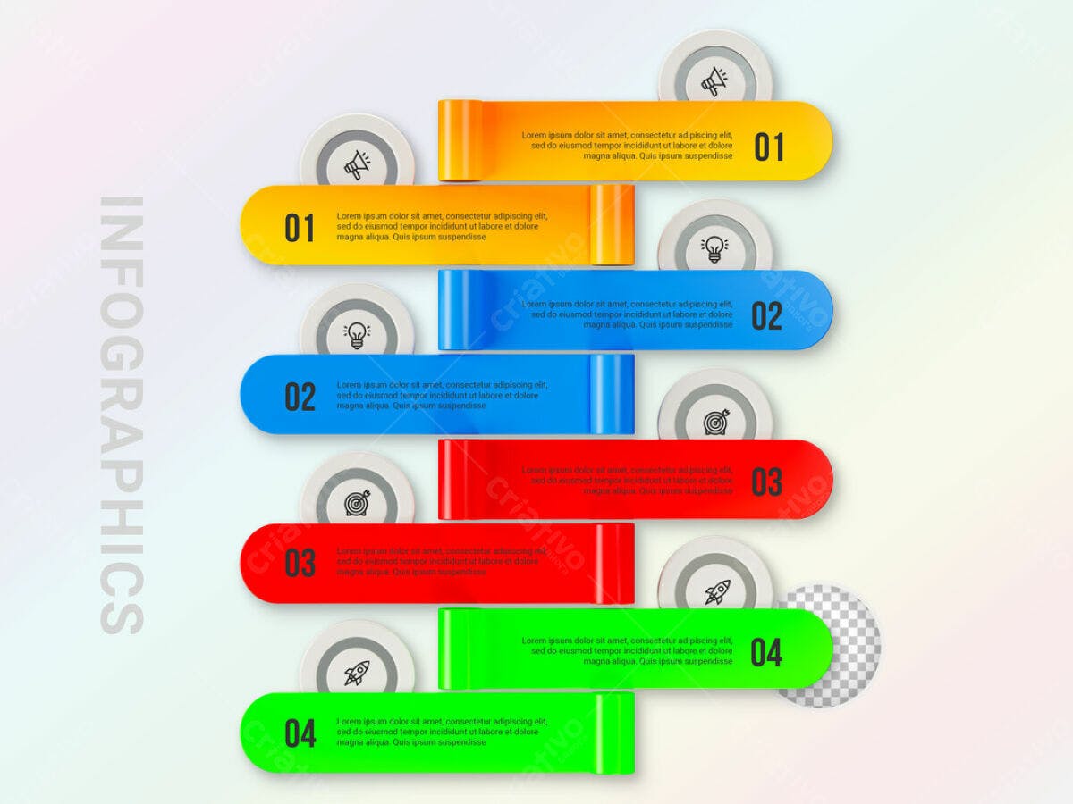 Infográfico em 4 Passos PSD Editável