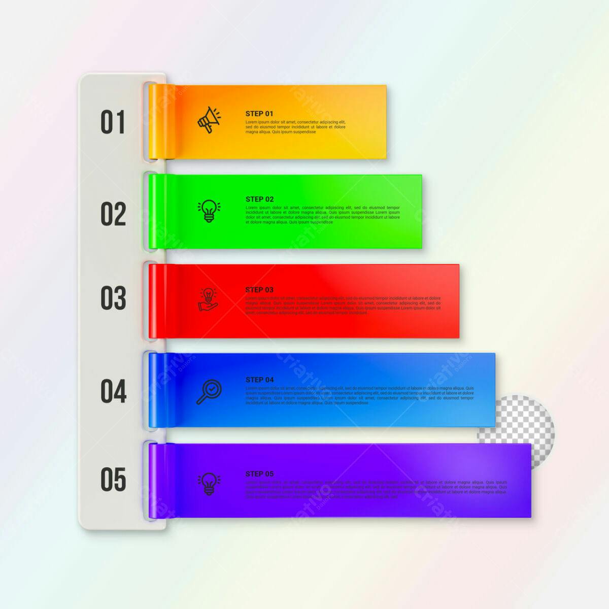 Infográfico 5 Passos Colorido PSD Editável