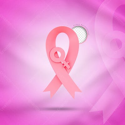 3D Rendering Symbol Of Breast Cancer Awareness Shine Breast Cancer Pink Realistic Ribbon 3D