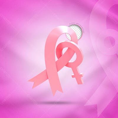 3D Rendering Symbol Of Breast Cancer Awareness Shine Breast Cancer Pink Realistic Ribbon 3D