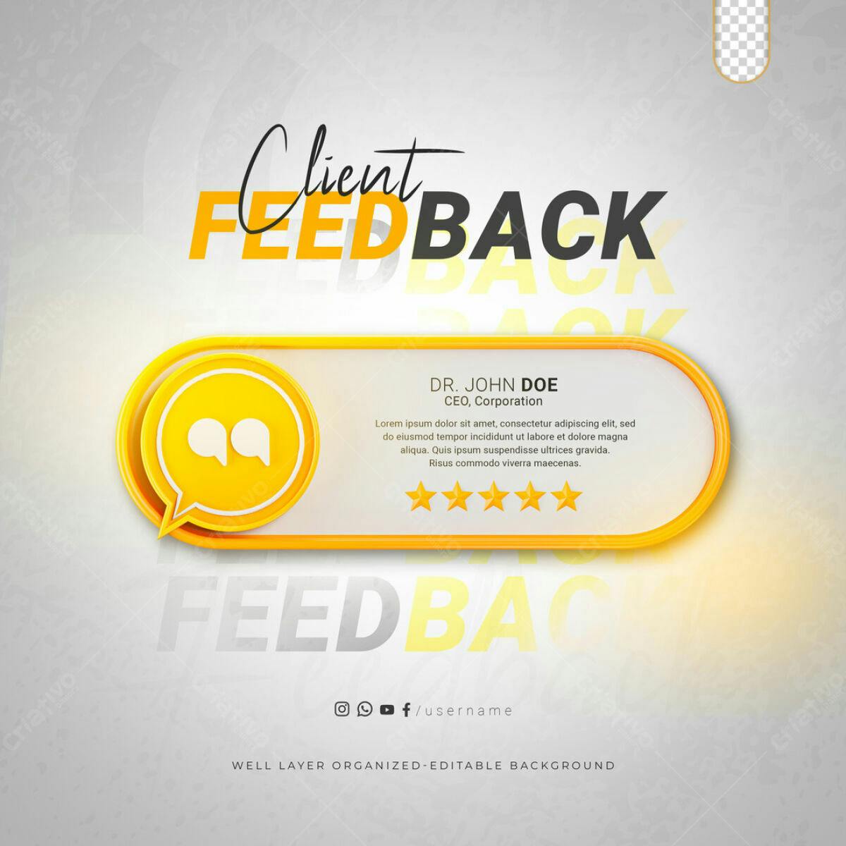 Postagem Mídia Social Feedback PSD Editável