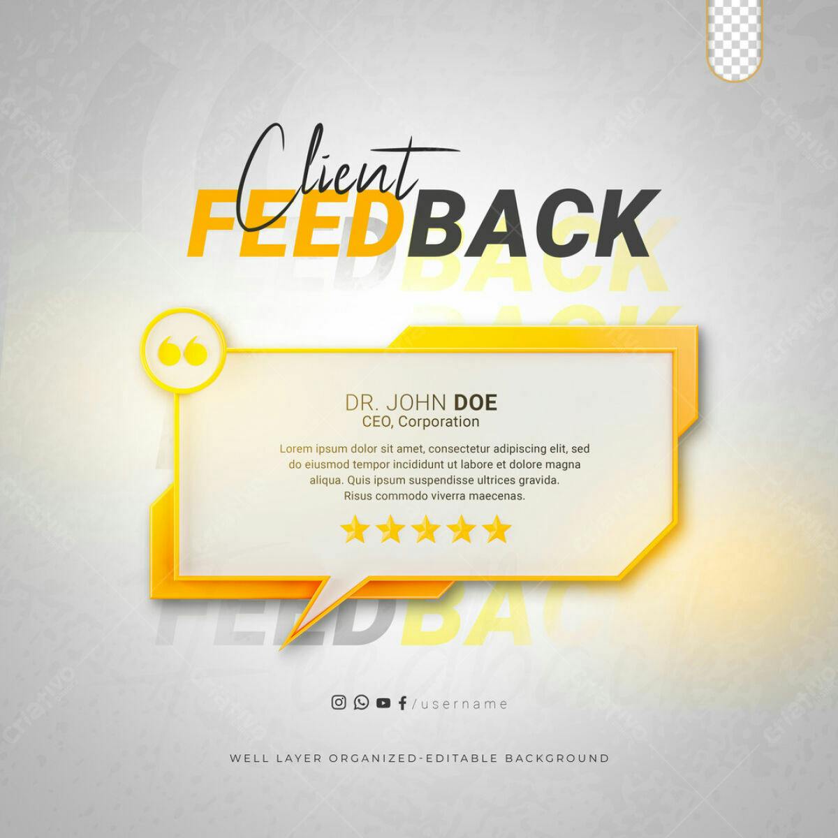 Postagem de Feedback do Cliente PSD Editável