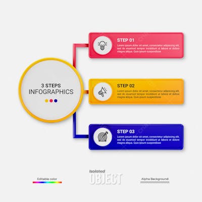 Modern Infographic Template For Business With Multi Steps Multicolor Labels 3D Rendering