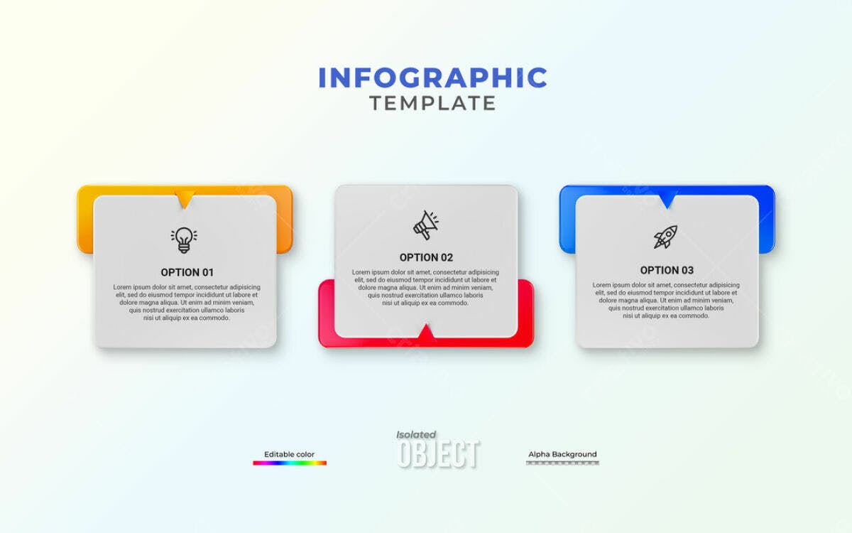 Infográfico Moderno com 3 Opções PSD Editável